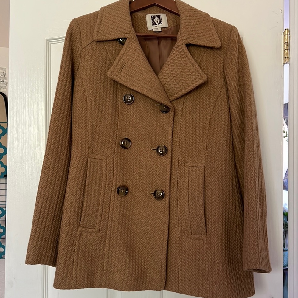 Anne Klein Camel Wool Pea Coat